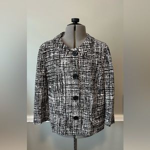 Kate Spade Black and White Button Front Jacket Size 10